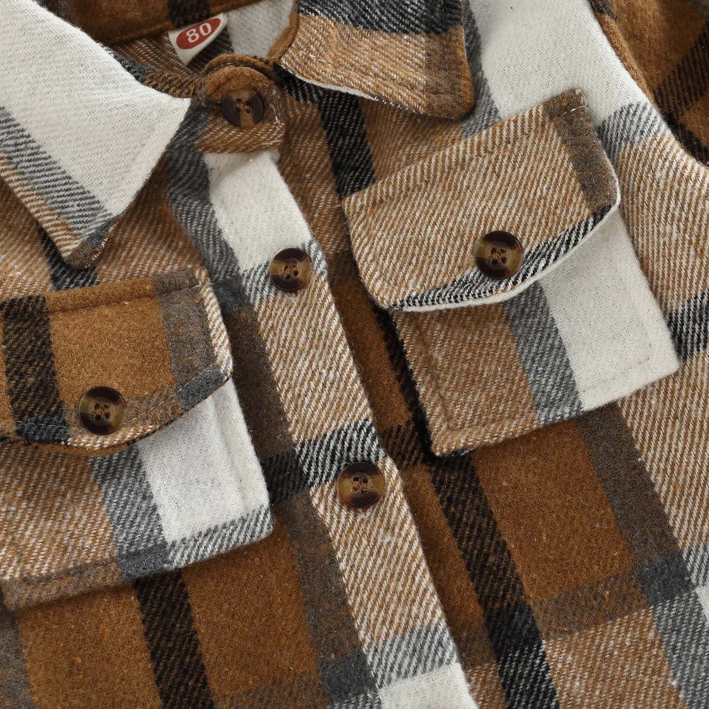 Camisa a cuadros para niños y niñas, chaqueta informal de manga larga con solapa y botones, 6M-4T