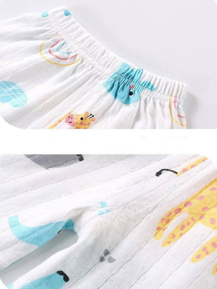 Pijamas de verano para niños, chaleco + Pantalones cortos, conjunto de ropa de 2 piezas, ropa informal de algodón con dibujos de León y jirafa para niños y niñas de 0 a 4 años