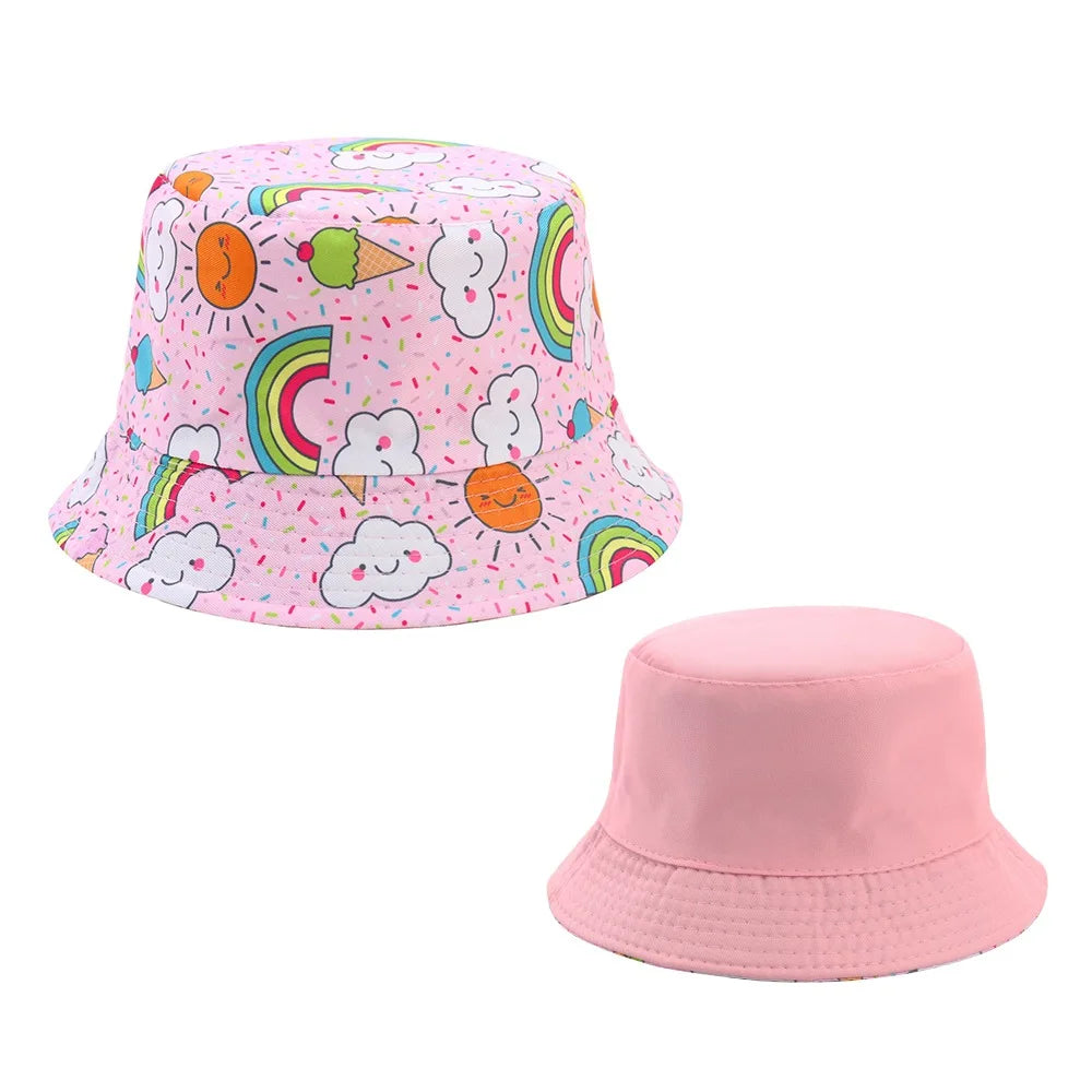 Sombrero de pescador de doble cara para bebé, bonito unicornio con letras bordadas, gorra de pescador para niños y niñas, sombrero para el sol para niño al aire libre para primavera y verano