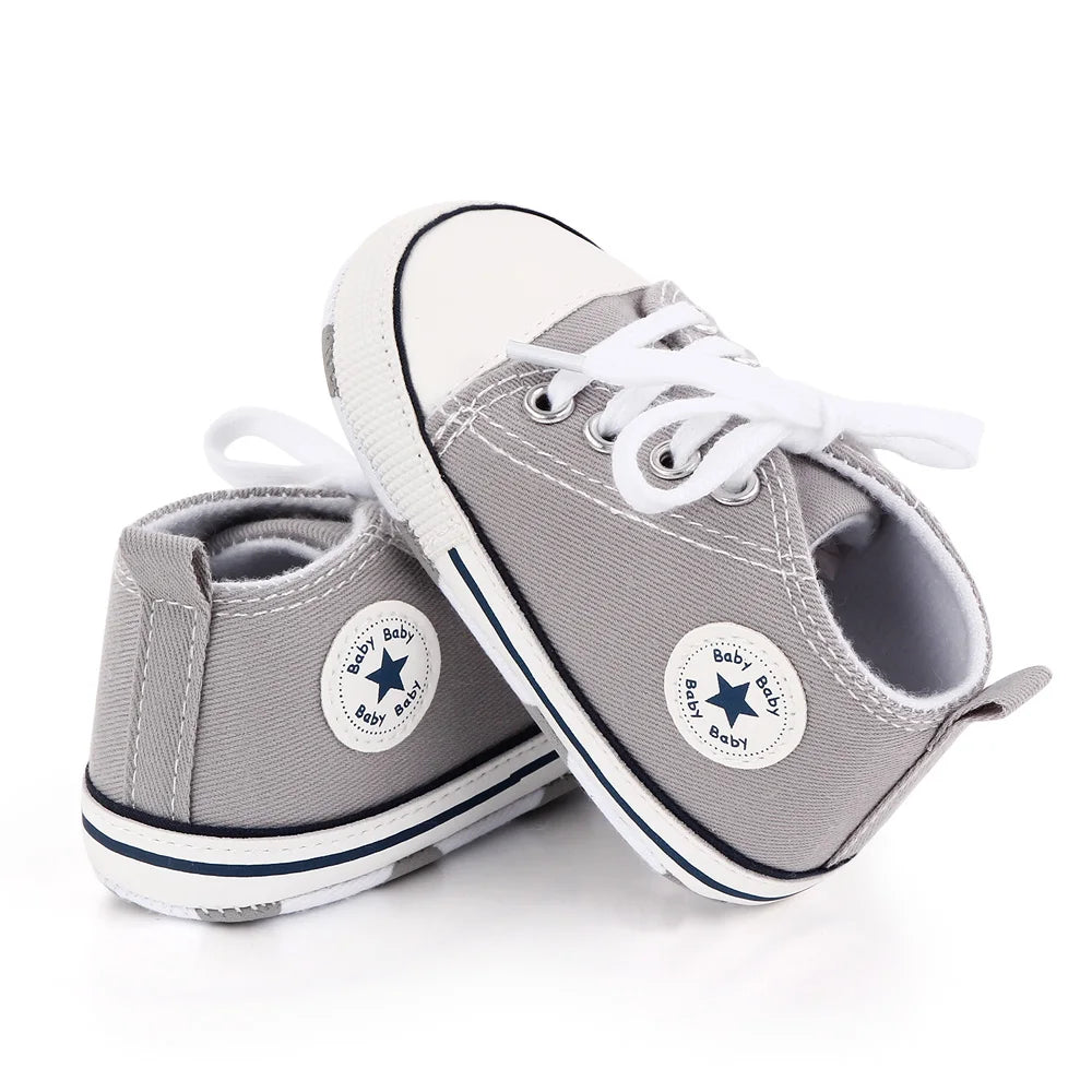 Zapatos clásicos de lona para bebé, zapatillas informales para recién nacido, primeros pasos, suela suave, antideslizante, D2486