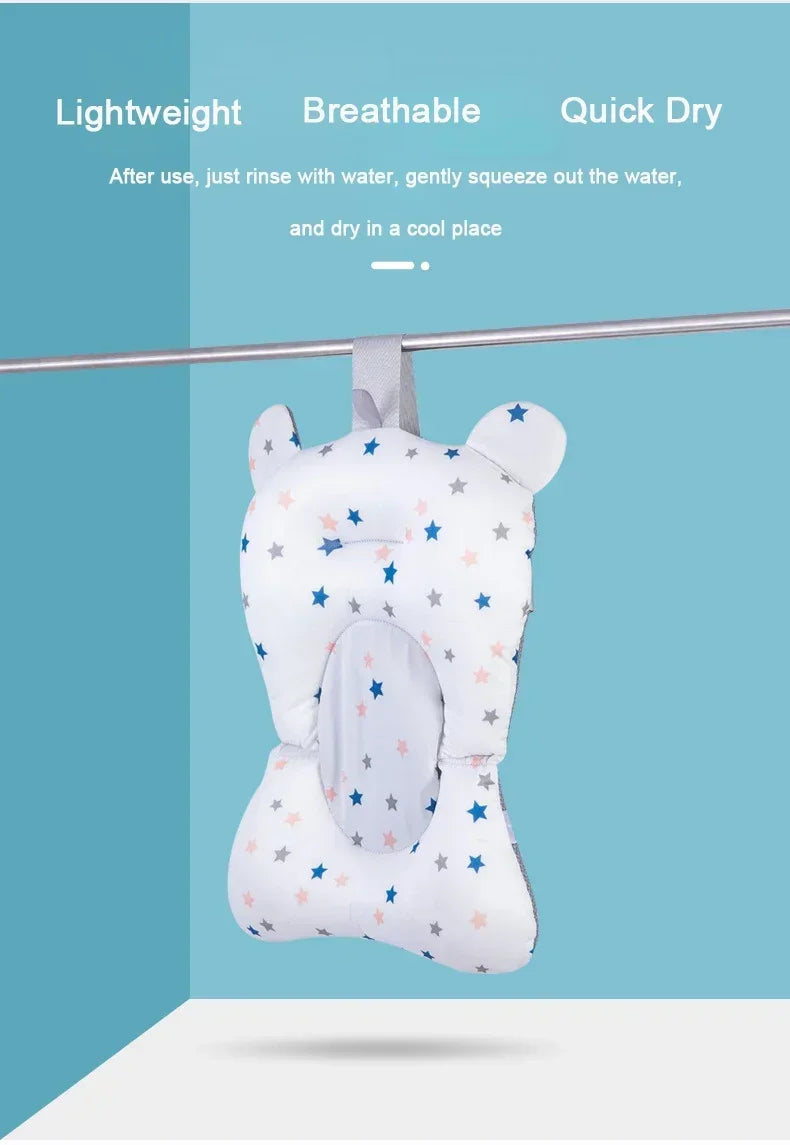 Cojín de ducha para bañera Ajustable, asiento de soporte para recién nacido, asiento de baño para bebé, almohadilla de agua flotante, almohadilla para bañera de bebé plegable portátil