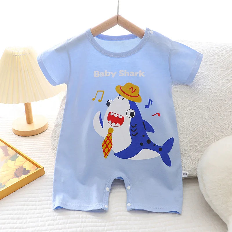 Ropa de una pieza de dibujos animados de verano para bebé, pelele de manga corta, ropa de escalada, monos para recién nacidos, mono para niño niña y niño