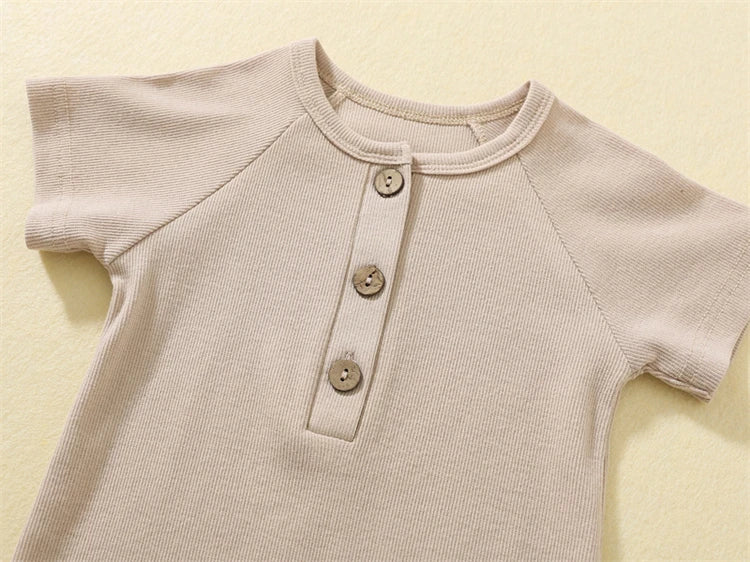 Pelele para bebé, ropa de verano, pijamas finos para bebé, mono de manga corta, ropa acanalada, trajes elásticos de punto para niña