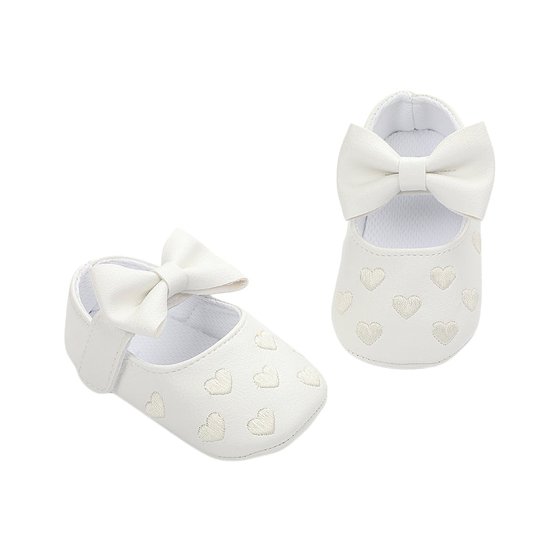 Pudcoco-zapatos planos de piel sintética para niñas, mocasines bonitos con decoración de lazo de corazón, suela suave, antideslizantes, de verano