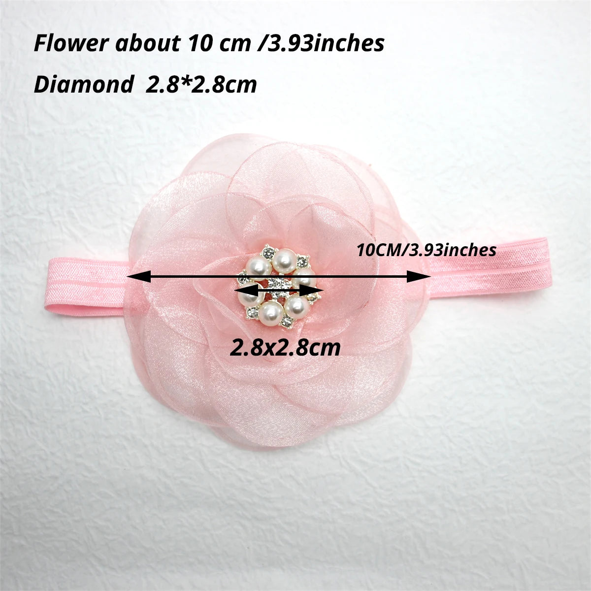 Boutique, diadema de flores de gasa de gran tamaño para niña, accesorios para el cabello, diadema de nailon con perlas de diamante para recién nacido, turbante para bebé bonito