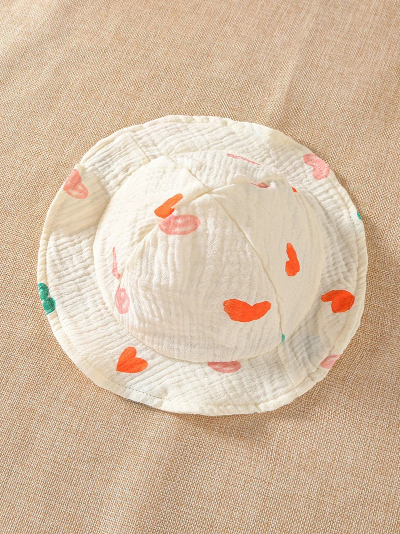 Body con tirantes de verano para niñas de 0 a 2 años, ropa infantil de una pieza con estampado de corazón, mono sin mangas con sombrero