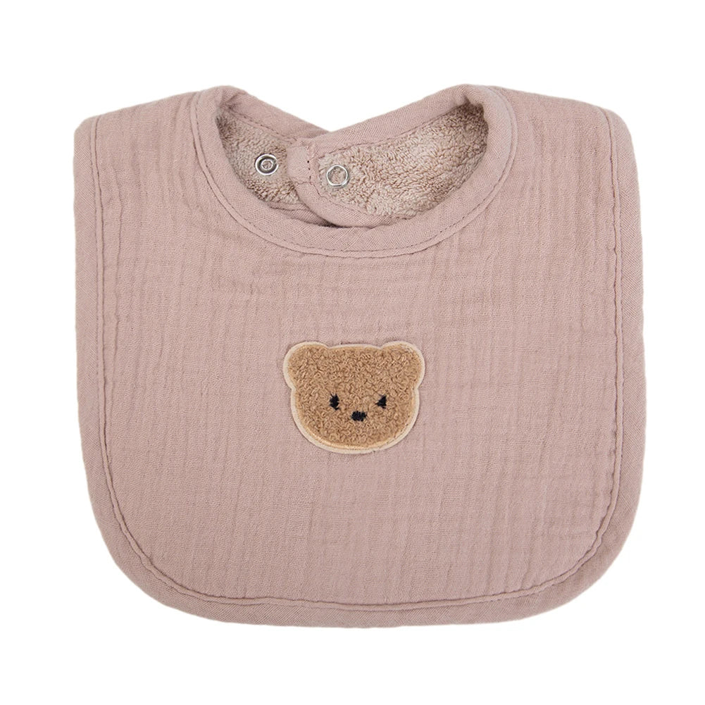 Baberos de muselina de algodón con bonito oso para bebé, toalla para Saliva, bolsillos absorbentes en U, pañuelos coreanos para niños y niñas, ropa para eructar para alimentar