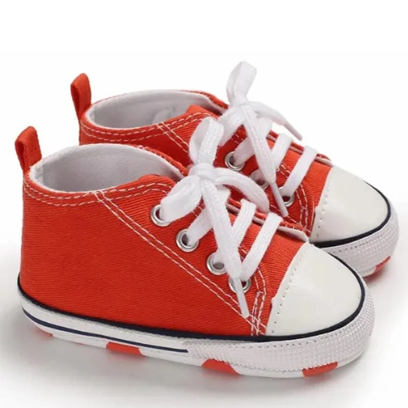 Zapatos clásicos de lona para bebé, zapatillas informales para recién nacido, primeros pasos, suela suave, antideslizante, D2486