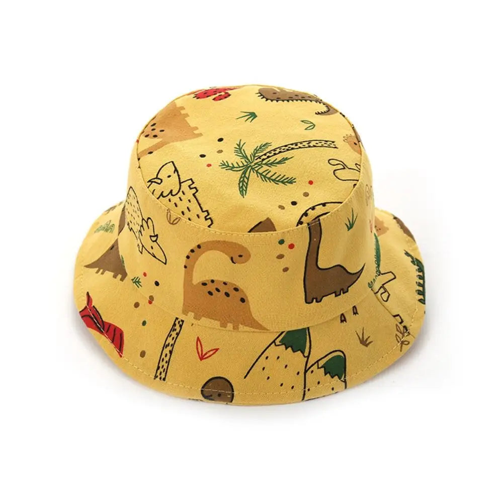 Anti-UV varios colores niños pescador sombrero dinosaurio poliéster cubo sombrero niños gorra niños niños