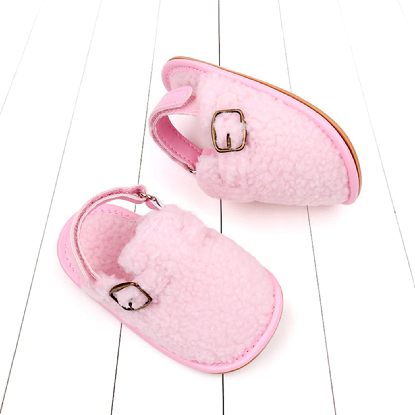 Zapatillas para bebés y niños, zapatos de interior de suela suave antideslizantes de lana Coral, zapatos para primeros pasos para niños de 0 a 18M