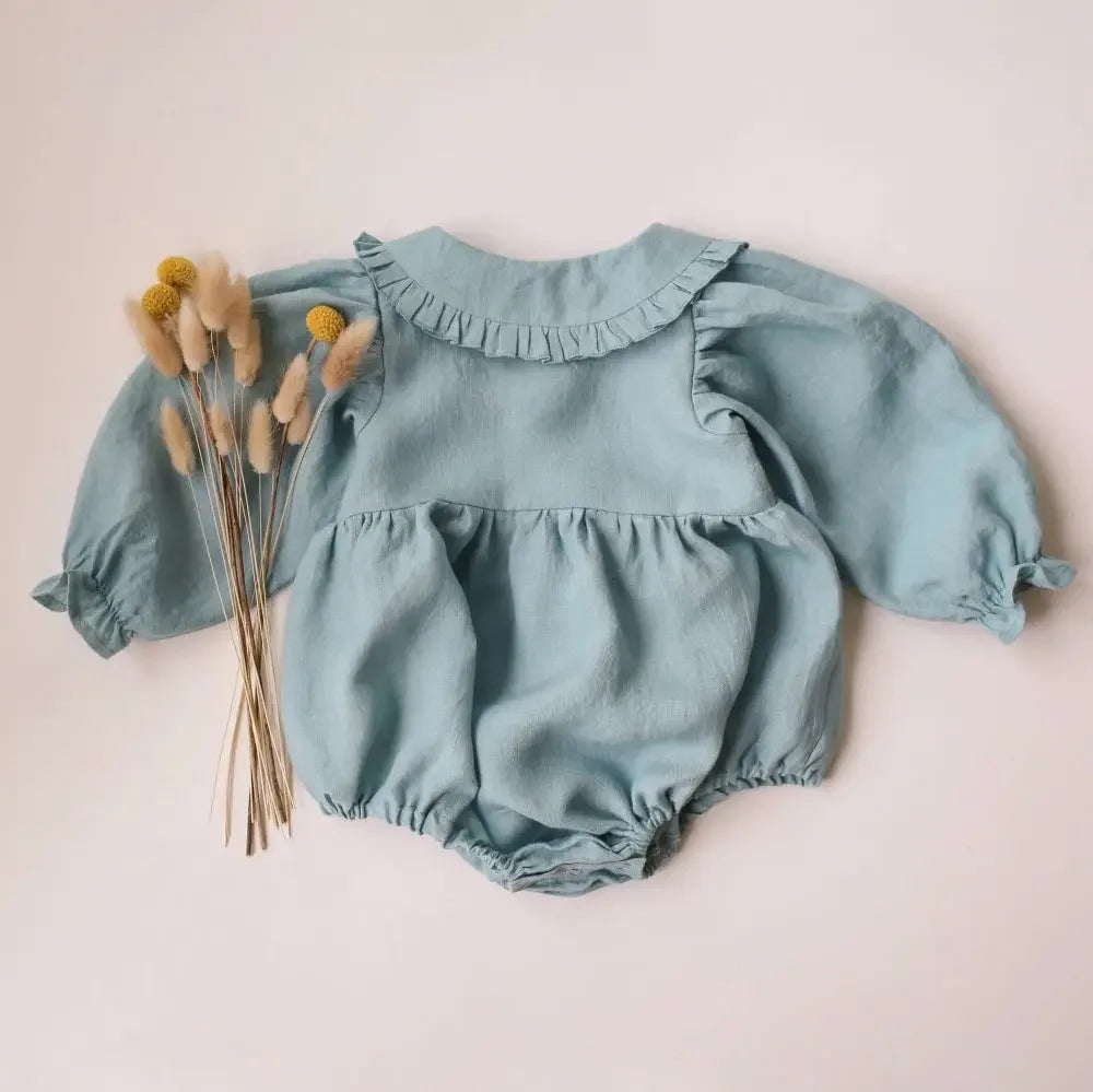 Mono de lino y algodón para niñas pequeñas, monos para niñas recién nacidas, peleles para niñas de verano y primavera, 2 uds.