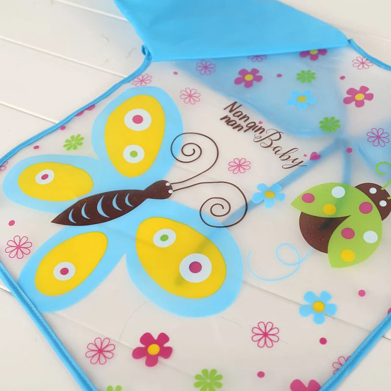 Babero antisuciedad impermeable de EVA para bebé de 0 a 3 años, abrigo de manga larga con correa, alimentación suave a prueba de suciedad, bonito patrón de dibujos animados, paños para eructar