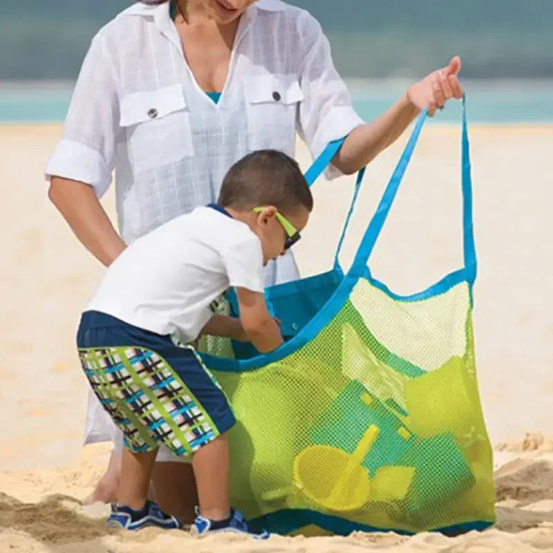 Bolsa de malla portátil con arena para niños, bolsas de almacenamiento de juguetes de baño para niños, bolsa de playa grande para toallas, bolsa de maquillaje cosmético para mujeres