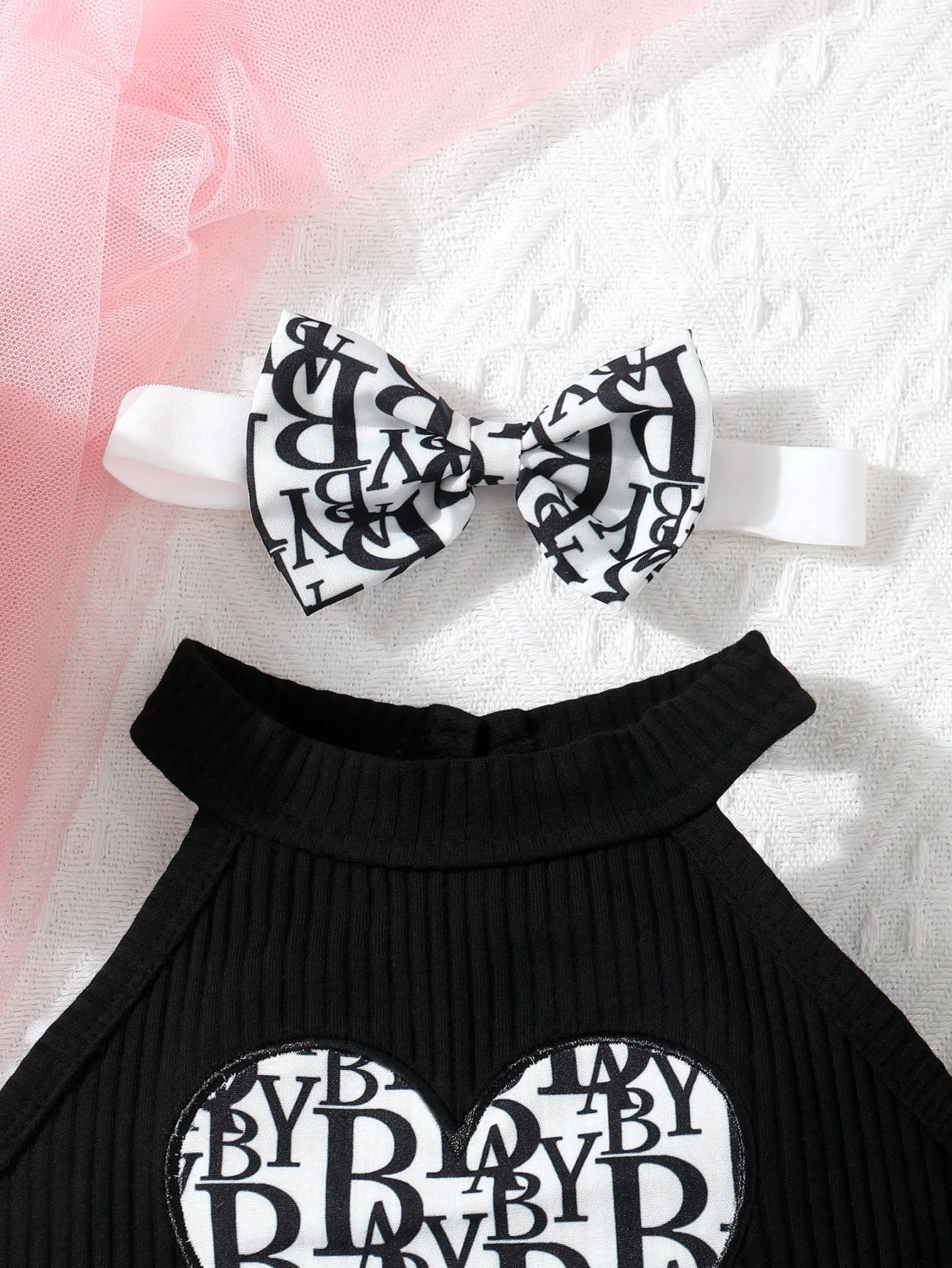 Conjunto de pantalones triangulares con lazo de encaje doble para recién nacido, Top sin mangas con estampado de marca Lmitation informal bonito de verano para recién nacido