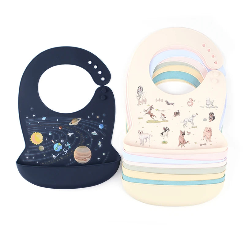 Babero de silicona para bebé, Baberos impermeables con goteo de Saliva y plátano, delantales comestibles suaves para alimentación de recién nacido, bufanda ajustable para eructar para bebé