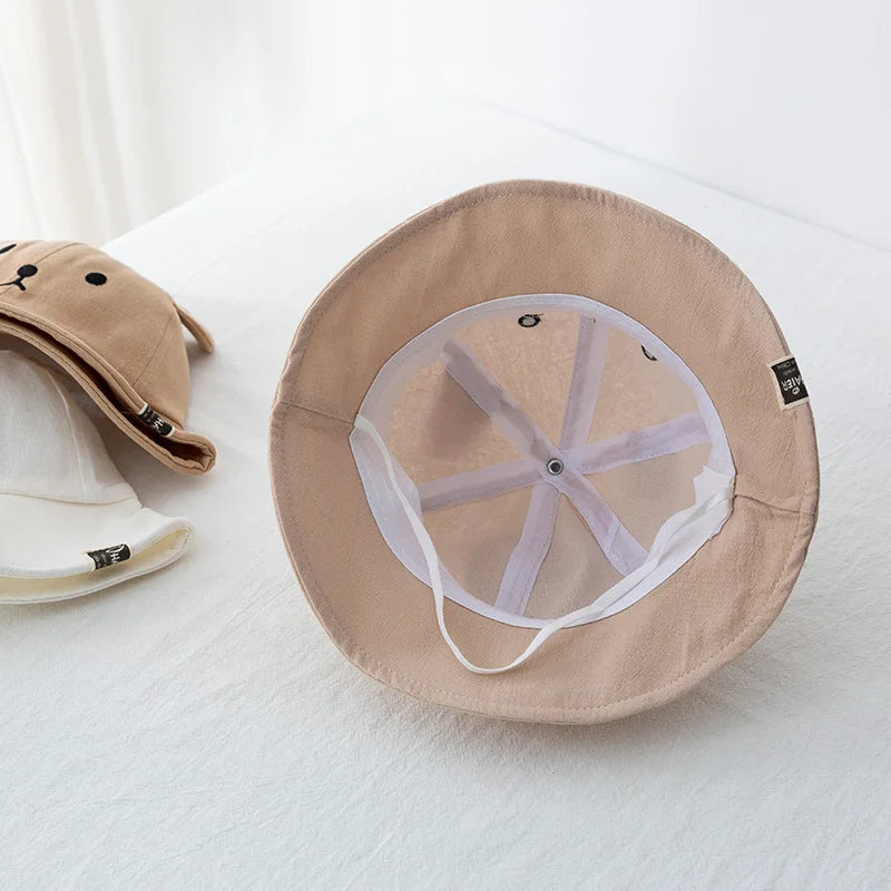 Lindo oso bebé cubo sombrero con orejas niño niña algodón niños sombrero de sol al aire libre verano niño Panamá gorra