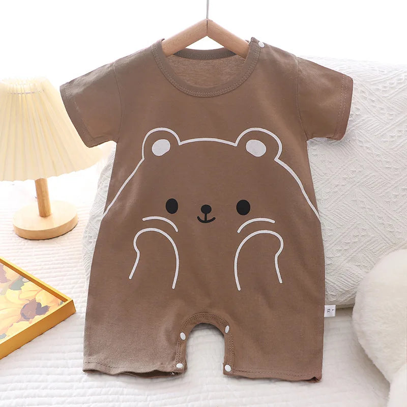 Ropa de una pieza de dibujos animados de verano para bebé, pelele de manga corta, ropa de escalada, monos para recién nacidos, mono para niño niña y niño