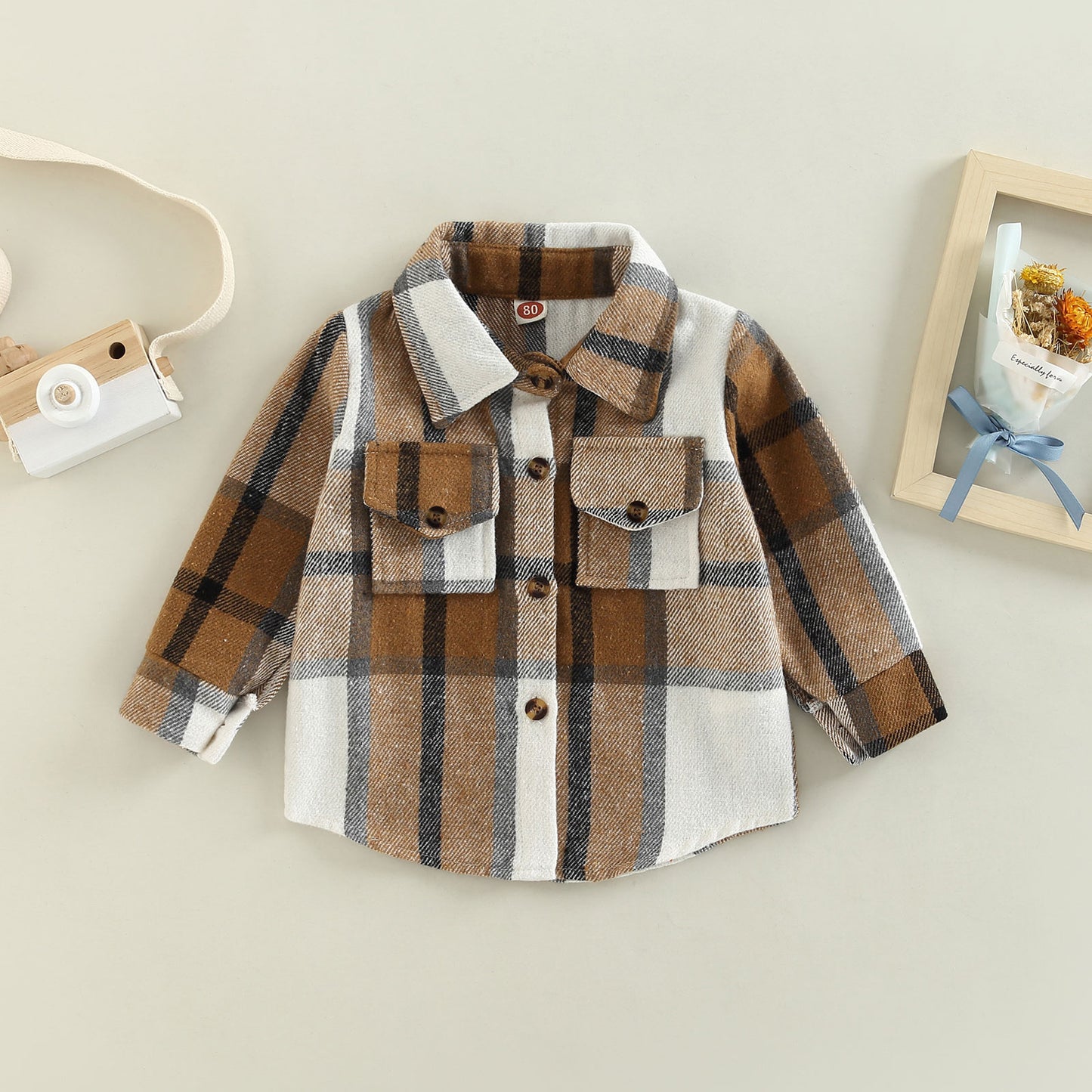 Camisa a cuadros para niños y niñas, chaqueta informal de manga larga con solapa y botones, 6M-4T