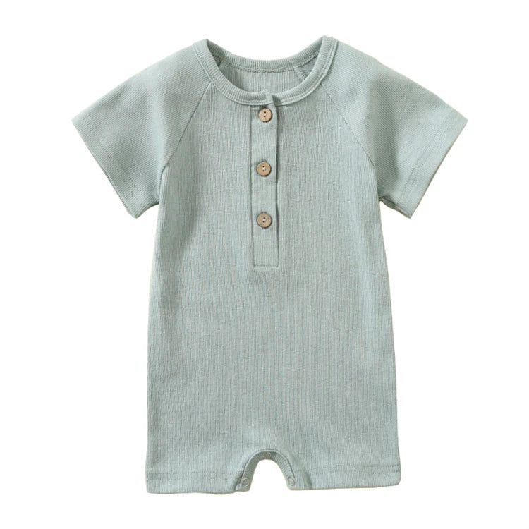 Pelele para bebé, ropa de verano, pijamas finos para bebé, mono de manga corta, ropa acanalada, trajes elásticos de punto para niña