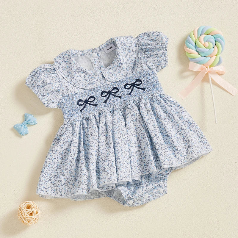 Ropa de verano para niñas pequeñas, pelele Floral de manga corta, vestido, mono con tutú, mono con cuello de muñeca