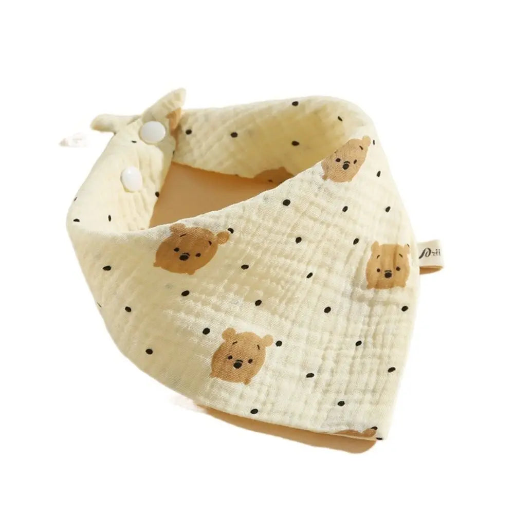 Baberos de muselina estampados para bebé, paños de algodón con botón a presión, toalla de Saliva con volantes suaves