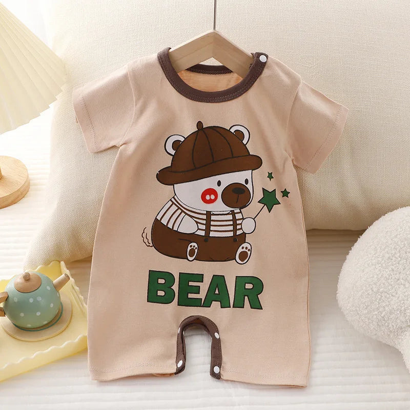 Ropa de una pieza de dibujos animados de verano para bebé, pelele de manga corta, ropa de escalada, monos para recién nacidos, mono para niño niña y niño