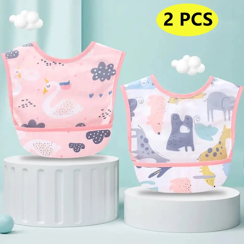 Bufanda de manga larga para bebés y niños pequeños, bata artística impermeable, babero para alimentar, delantal con bolsillo, Baberos Bandana de tela para eructar para niños y niñas