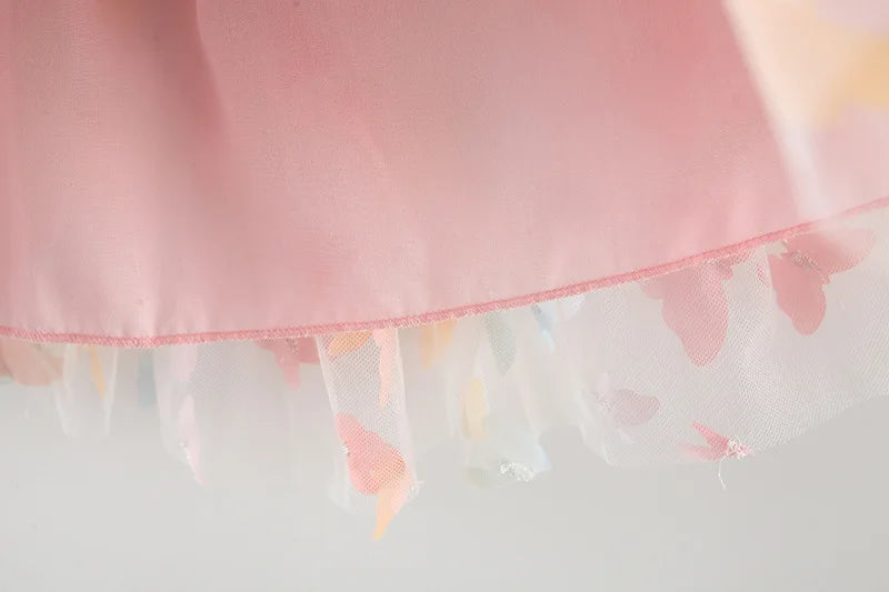 Nuevos vestidos de noche para fiesta de cumpleaños para niñas, ropa de verano con alas de mariposa para niños, disfraz colorido dulce para niños pequeños