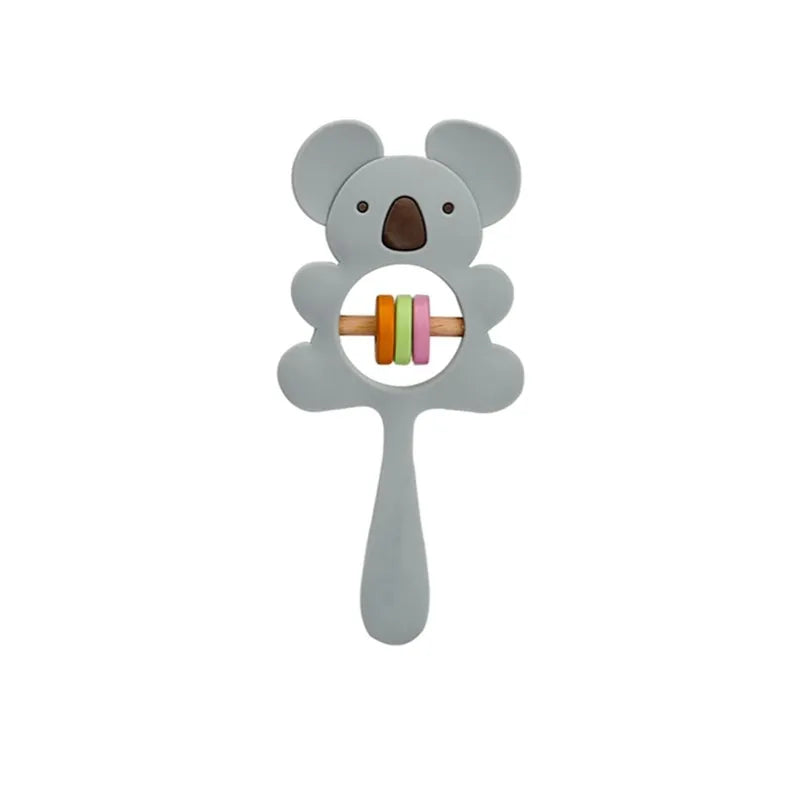 1 unidad de juguetes de sonajero para bebé, diseño de ganchillo de madera, conejo, conejo, zorro León, BearToy, regalo para recién nacido, mordedor de bebé, Crochet, nombre personalizado