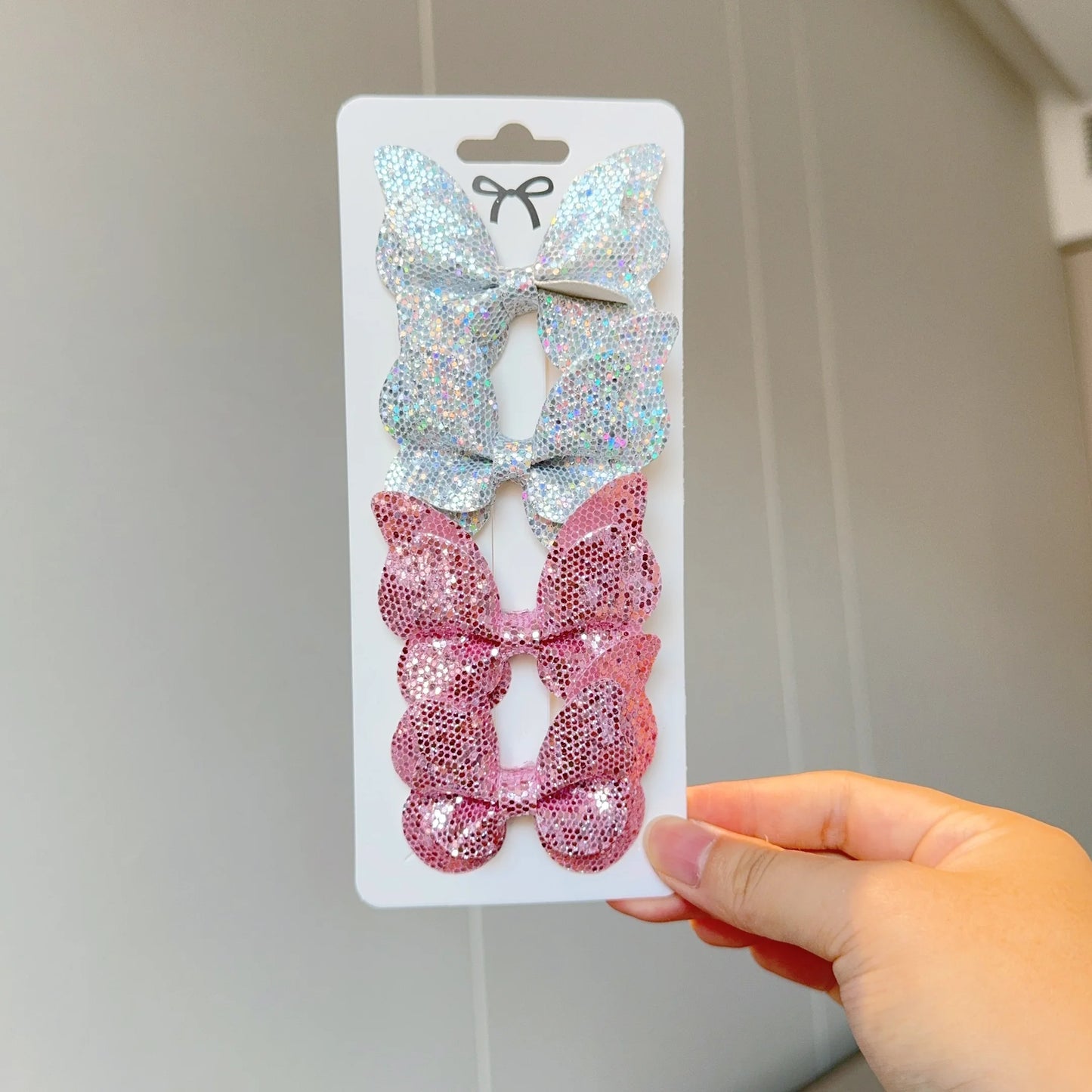 4 Uds. De lazos para el pelo de mariposa lisos y pinzas para el pelo para niñas, accesorios para el cabello de cuero para niños, horquillas, pasadores, tocados de regalo