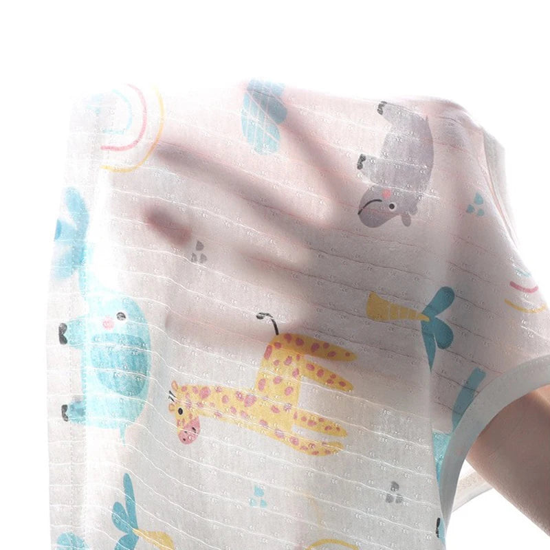 Pijamas de verano para niños, chaleco + Pantalones cortos, conjunto de ropa de 2 piezas, ropa informal de algodón con dibujos de León y jirafa para niños y niñas de 0 a 4 años