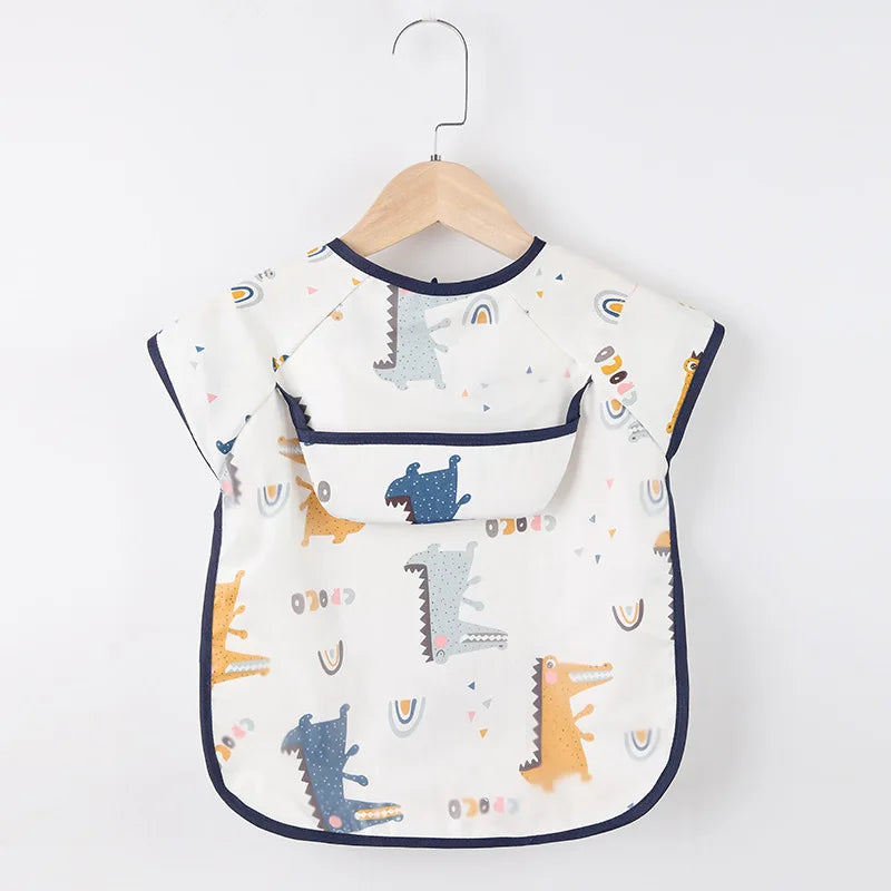 Bufanda de manga larga para bebés y niños pequeños, bata artística impermeable, babero para alimentar, delantal con bolsillo, Baberos Bandana de tela para eructar para niños y niñas