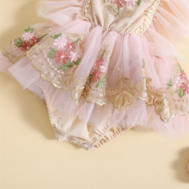 Pudcoco-traje para niña recién nacida, mameluco de manga con mosca de flores bordadas, diadema con lazo, ropa de verano de 0 a 24 meses