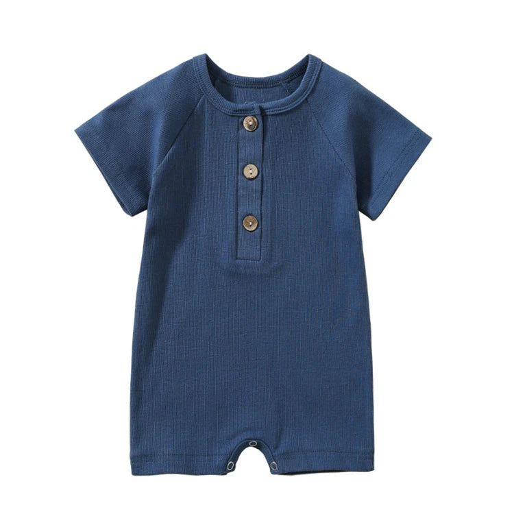 Pelele para bebé, ropa de verano, pijamas finos para bebé, mono de manga corta, ropa acanalada, trajes elásticos de punto para niña