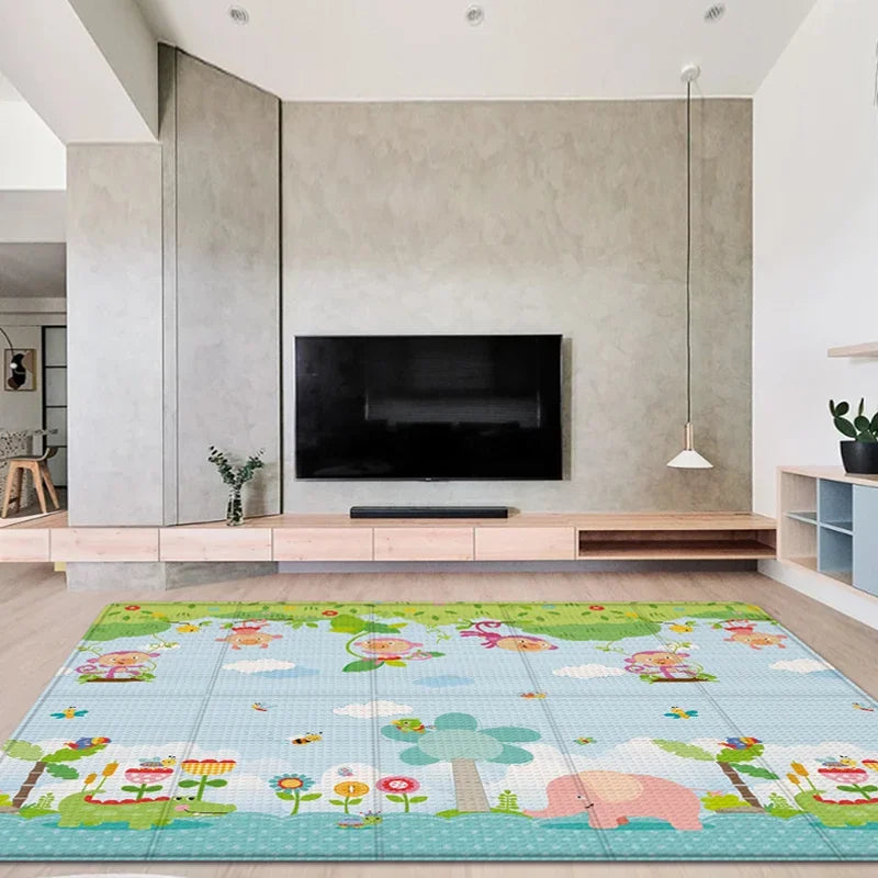 Alfombra de juego para bebés de 97x177cm, alfombra plegable para niños, alfombra para habitación de niños con patrón de doble cara, superficie de actividad educativa fácil de llevar