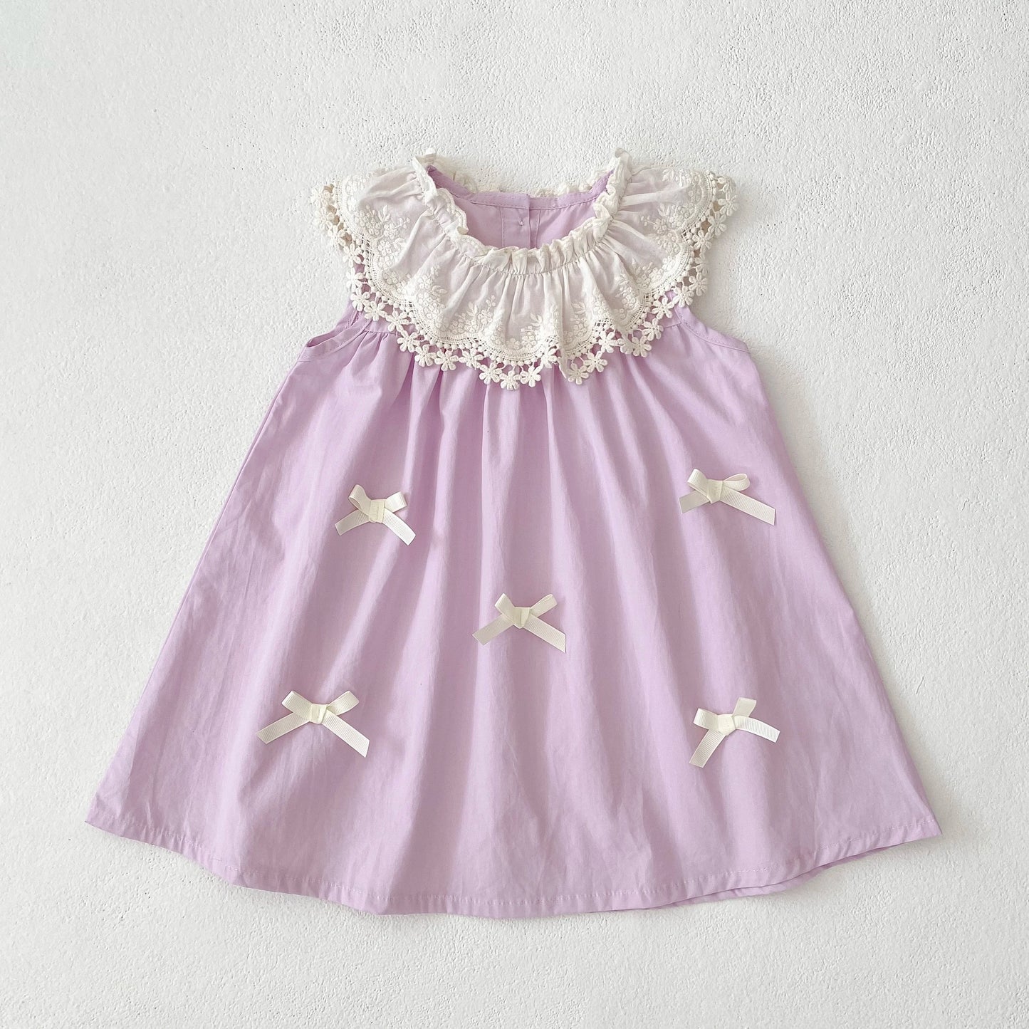 Vestido de encaje con cuello de pétalo para hermanas, peleles para bebés, ropa para niñas, vestido de princesa para fiesta con lazo, ropa dulce y bonita para niños