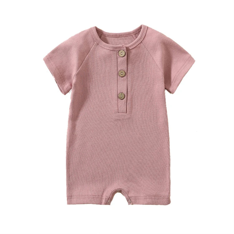 Pelele para bebé, ropa de verano, pijamas finos para bebé, mono de manga corta, ropa acanalada, trajes elásticos de punto para niña