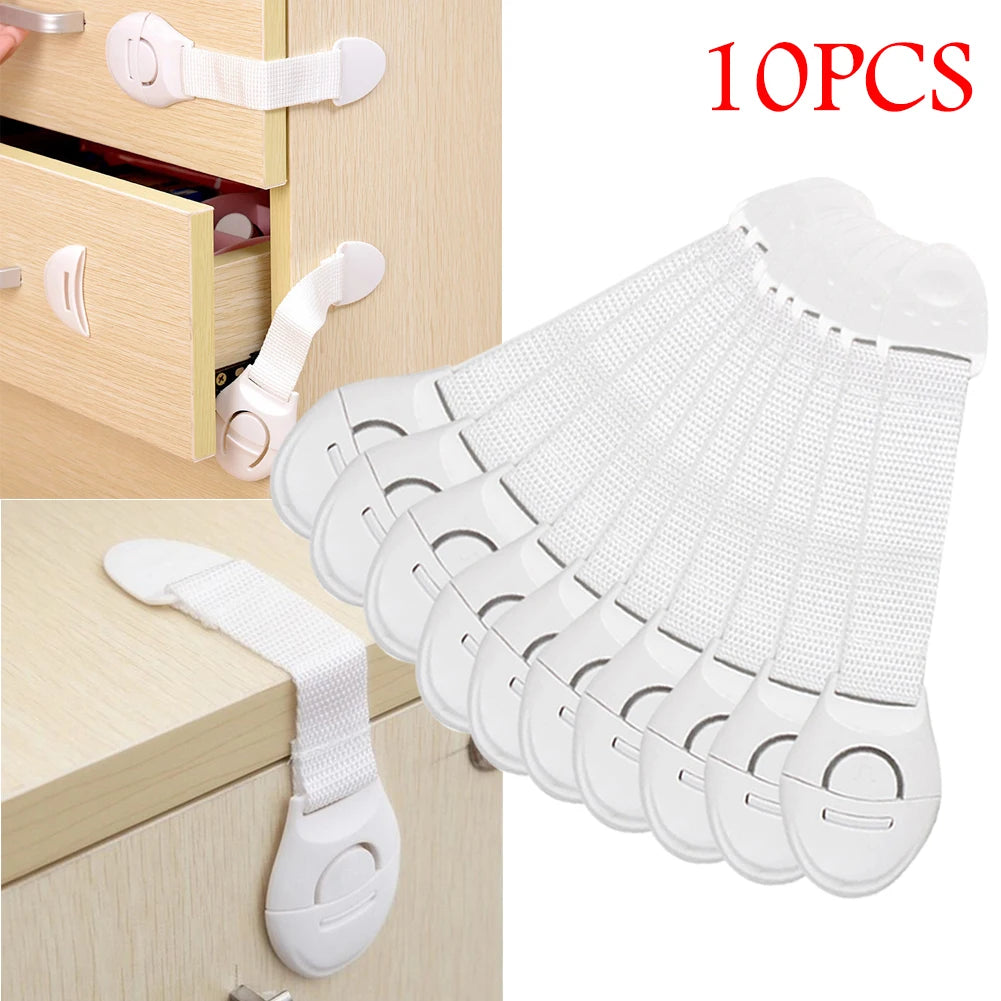 10 Uds. Cerradura de seguridad para gabinete para niños, Protector de seguridad a prueba de bebés, cerradura para puerta de cajón, protección de plástico, cerradura de puerta de seguridad para niños