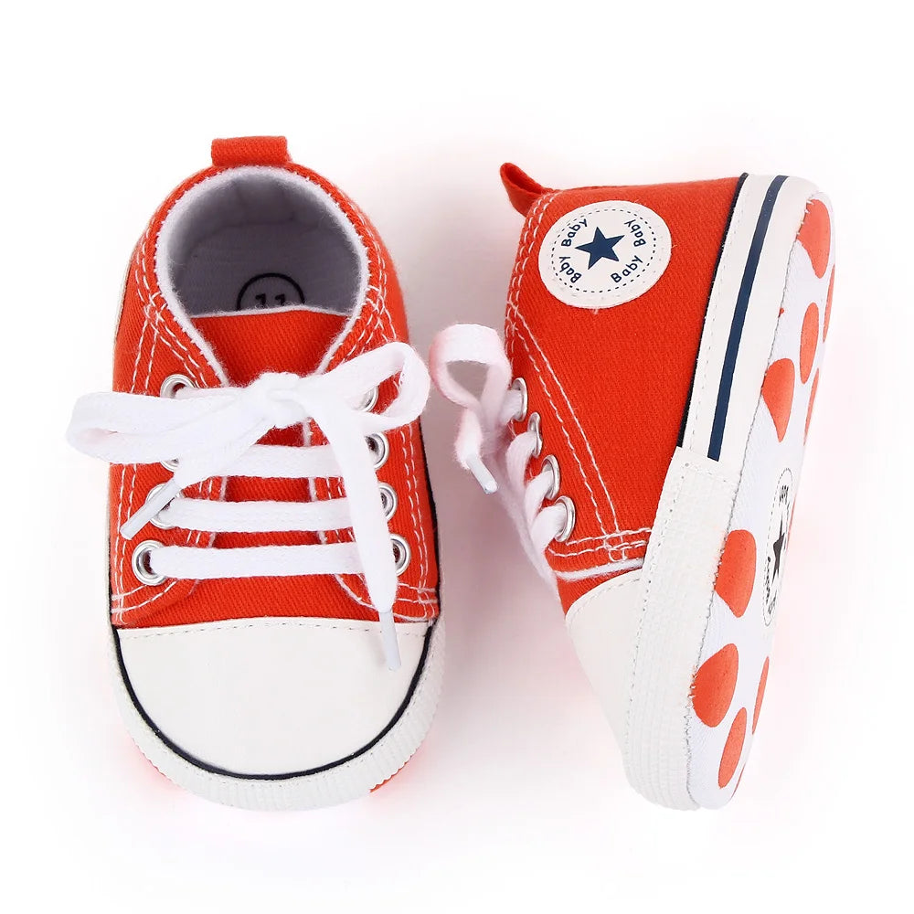 Zapatos clásicos de lona para bebé, zapatillas informales para recién nacido, primeros pasos, suela suave, antideslizante, D2486