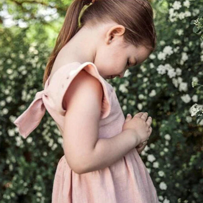 Vestido informal sin mangas con volantes para niñas de 0 a 5 años, ropa de verano con lazo en la espalda para niñas