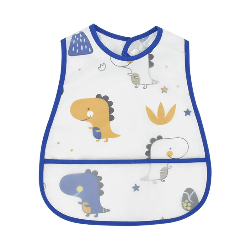 Baberos de alimentación para el almuerzo con bolsillo impermeable EVA con patrón de dibujos animados, Baberos ajustables para bebés, delantal bonito para niños, paños para eructar, novedad de 2023