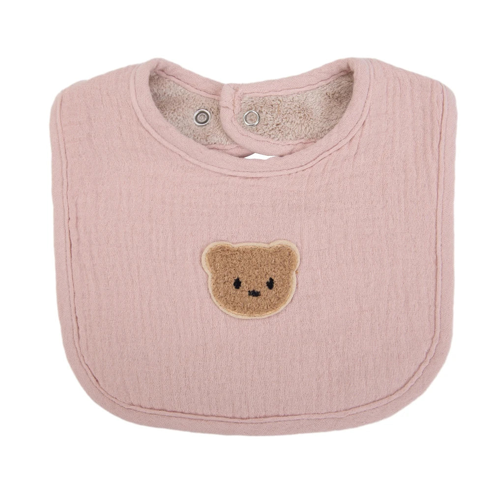 Baberos de muselina de algodón con bonito oso para bebé, toalla para Saliva, bolsillos absorbentes en U, pañuelos coreanos para niños y niñas, ropa para eructar para alimentar