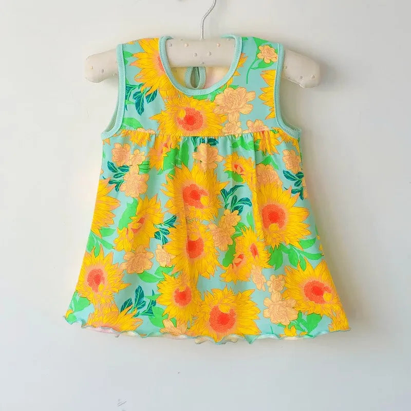 Vestido de algodón para bebé, ropa infantil de moda, estilo floral, Princesa, novedad de verano