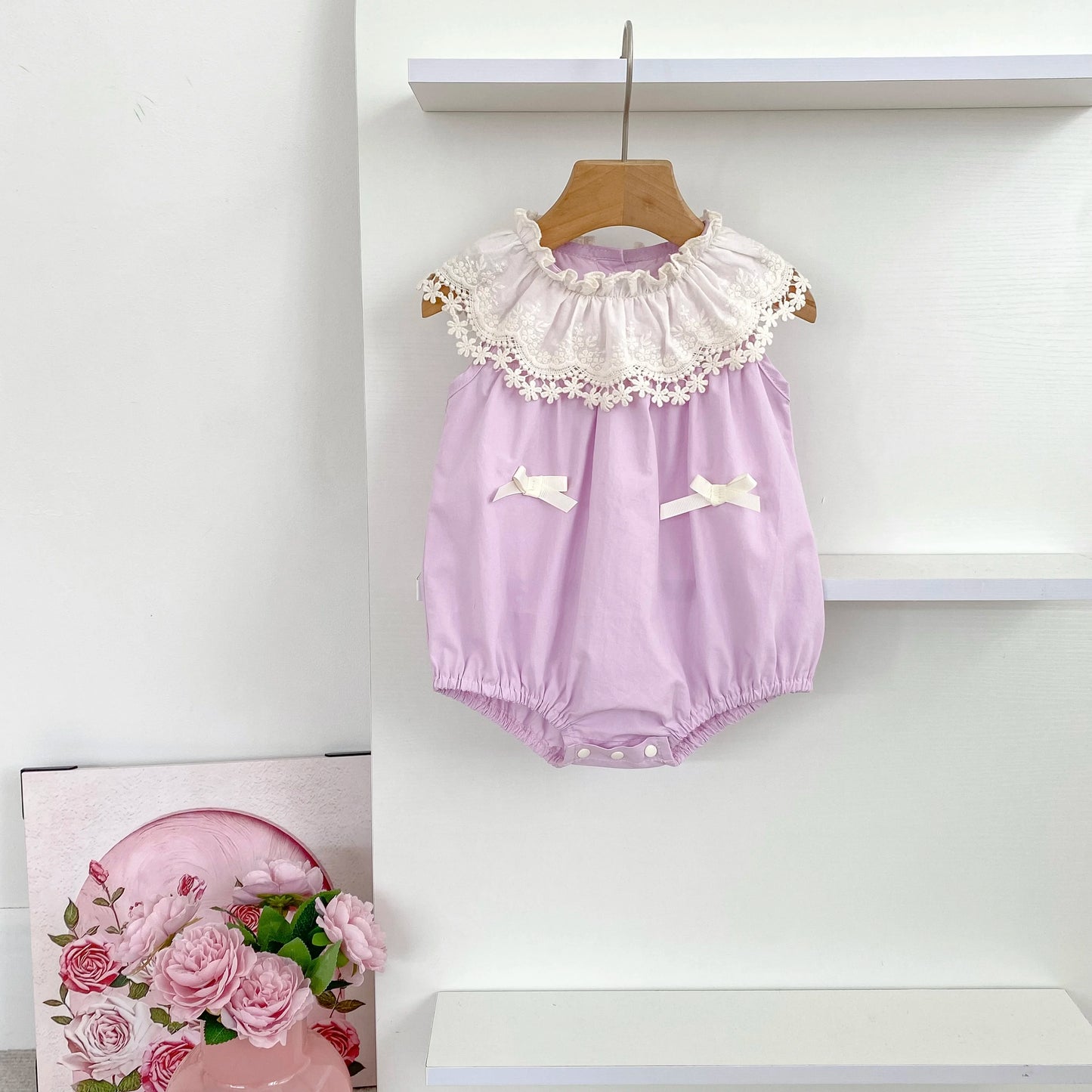 Vestido de encaje con cuello de pétalo para hermanas, peleles para bebés, ropa para niñas, vestido de princesa para fiesta con lazo, ropa dulce y bonita para niños