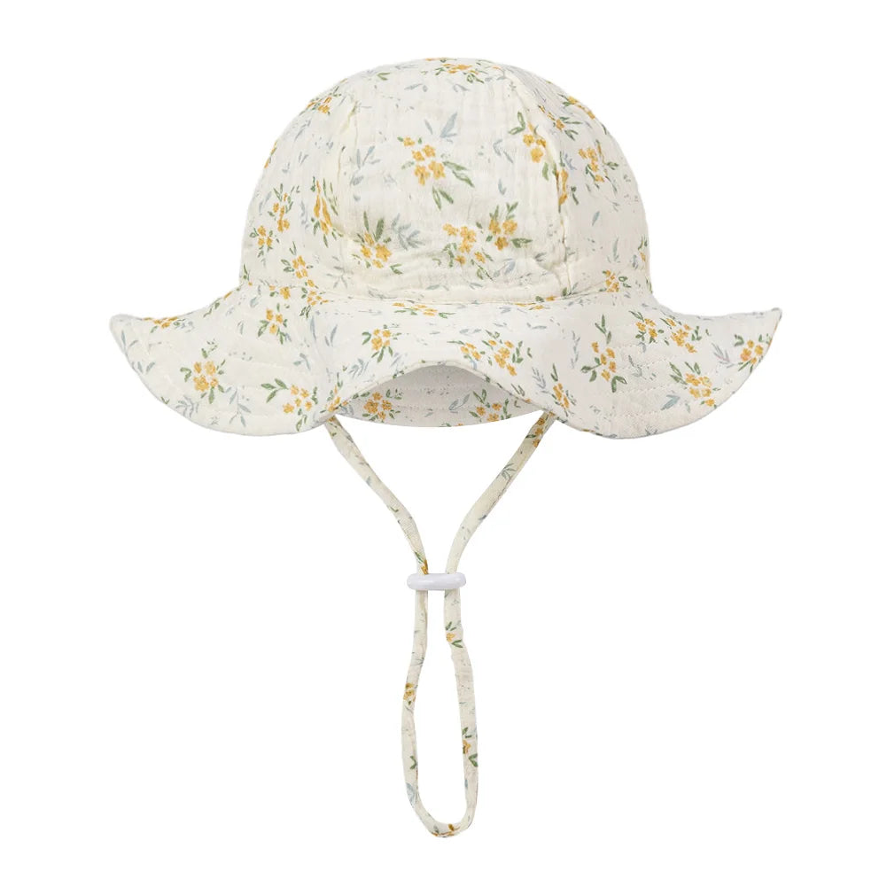 Sombreros de cubo con estampado Floral para bebé, gorros sólidos ajustables para niños y niñas, gorros con protección solar para exteriores, diademas para pesca en la playa