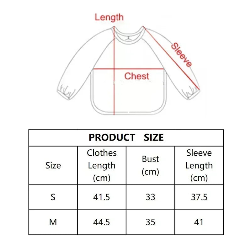 Babero suave impermeable para bebé, paño de alimentación ajustable de manga larga para niño pequeño y niña, bata de pintura, delantal para comer comida infantil