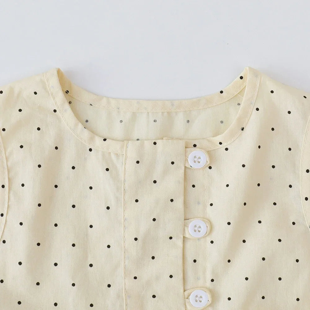Bear Leader-Conjunto de ropa informal para niña, Top de lunares sin mangas con cuello redondo y pantalones de pierna ancha con lazo y botón, 2 piezas