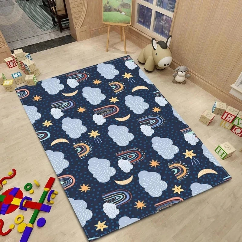Alfombra de estilo nórdico para habitación de bebé, Alfombra de dibujos animados de animales para dormitorio de niños, alfombra Kawaii para habitación de niñas y niños, Alfombra de juego antideslizante para niños