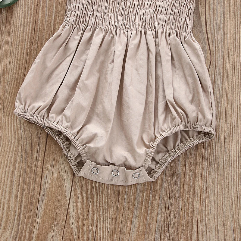 Pelele fruncido para bebé niña, ropa informal sin mangas para recién nacido con diadema, mono de verano, traje bonito para niño pequeño