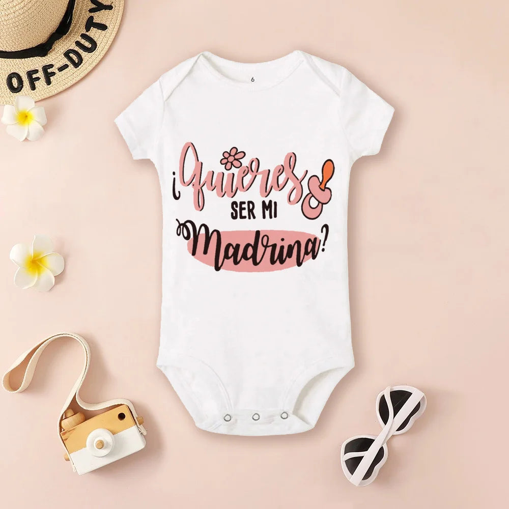 Be You Be My Godmother & Godfather-body con estampado para bebé, ropa de bautismo para Madrina Padrino, monos infantiles de verano